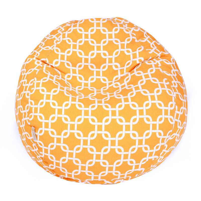 Bean Bag Chair, Yellow Polyester, 22'' H x 28'' W x 28'' D