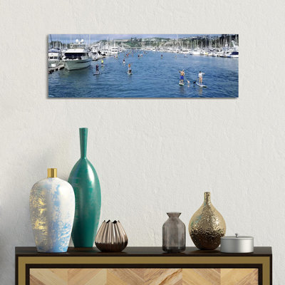 Paddleboarders In The Pacific Ocean, Dana Point, Orange County, California, USA #3 by Panoramic Images - Wrapped Canvas Panoramic Print