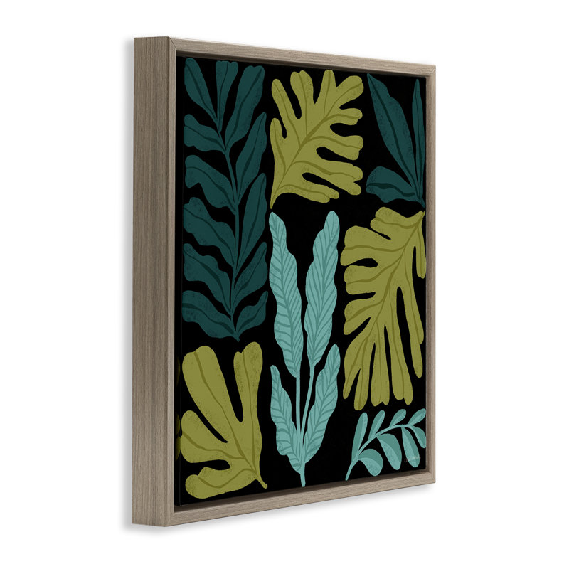 "Leaf Sprigs", art mural encadré sur toile flottante par Cheryl Warrick, H 25 po x l 25 po, Cadre flottant orme Montalcino