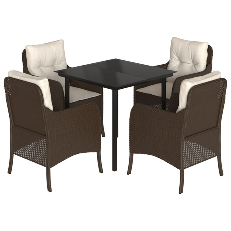 Ensemble repas avec coussins en rotin Vidaxl, Crème/brun, H 29,1 po x l 31,5 po x P 31,5 po, 4