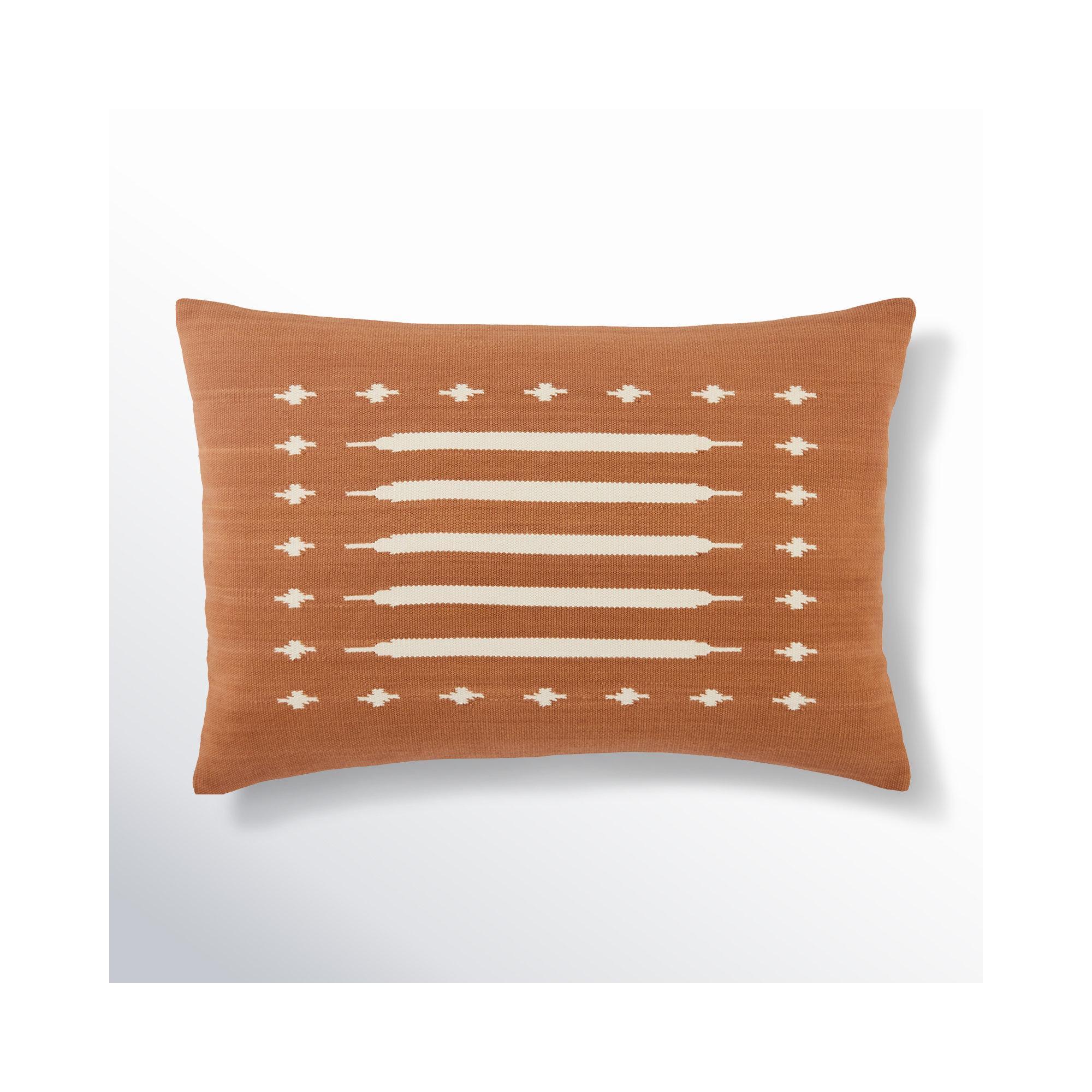 Estela Geometric Cotton Lumbar Throw Pillow, Orange, Down