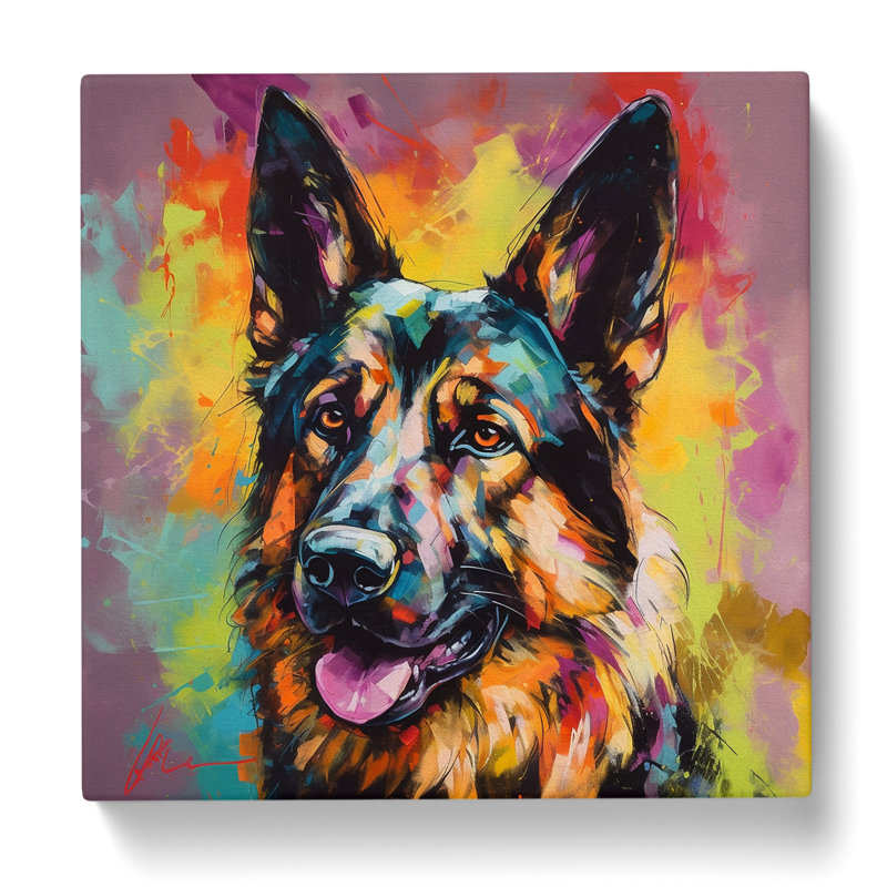 German Shepherd Expressionism No.1 - No Frame Print, 50cm H x 50cm W x 3cm D