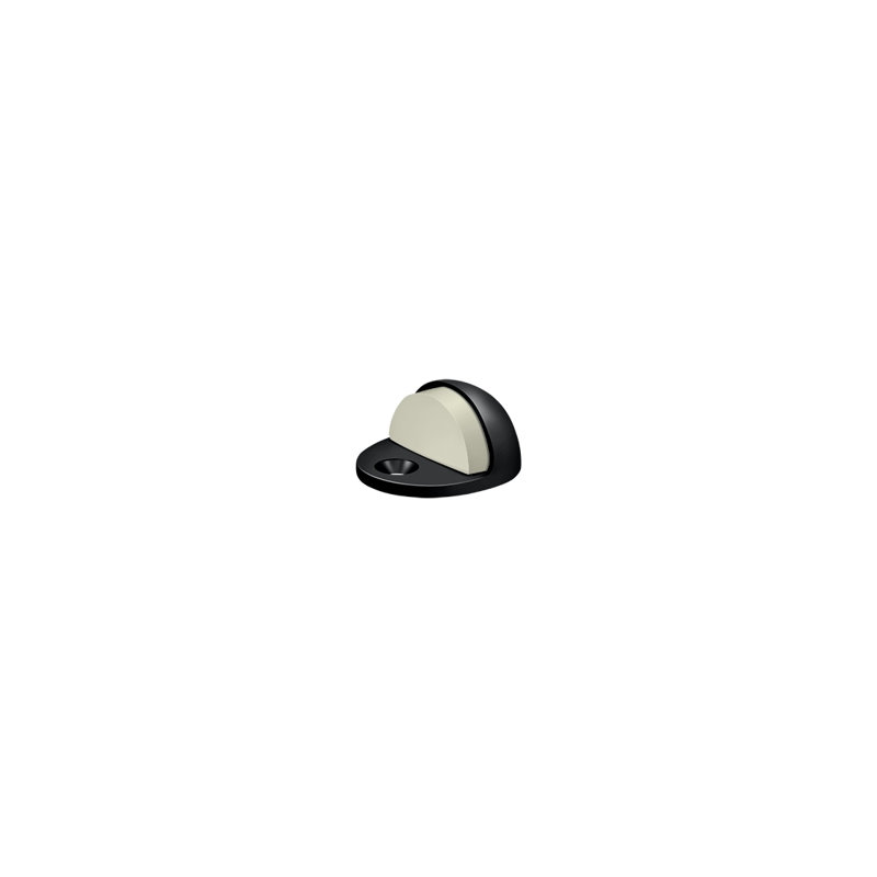 Deltana DSLP316U26 Dome Stop Low Profile, Solid Brass in Polished Chrome, Paint Black
