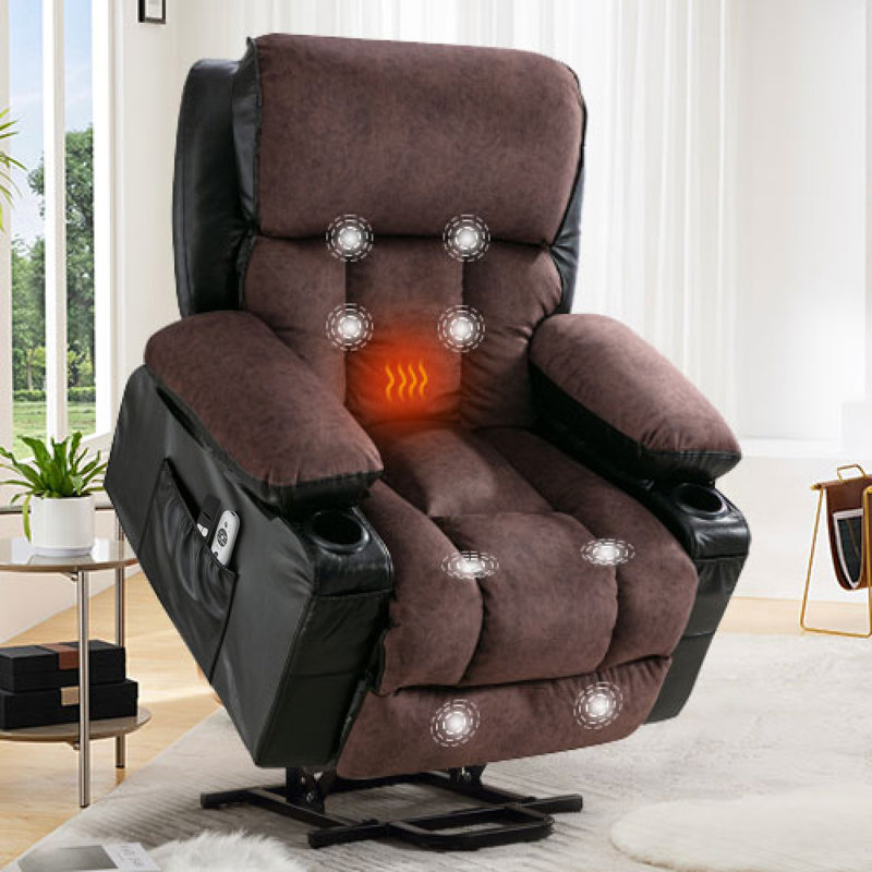 Power Electric Massage Lift Lounge Chair, Suitable For The Elderly, With Heating And Vibration Functions,Fleece Leather With Usb, Can Be Used For Lying Down
