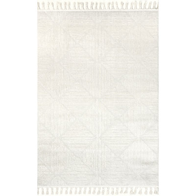 Kerry Textured Geometric Tasseled Area Rug