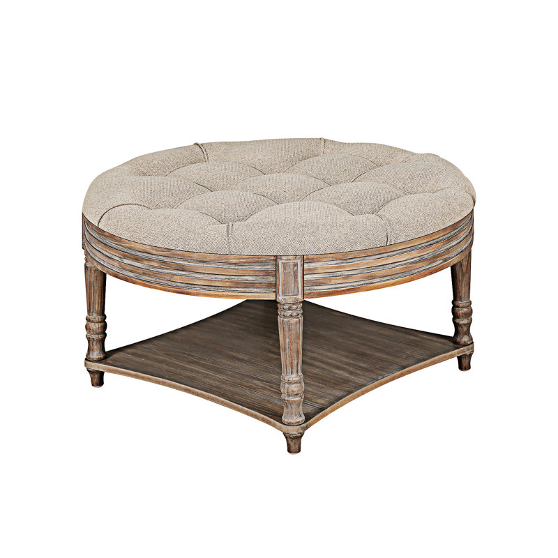Table basse avec repose-pieds capitonné, Gris / Kaki