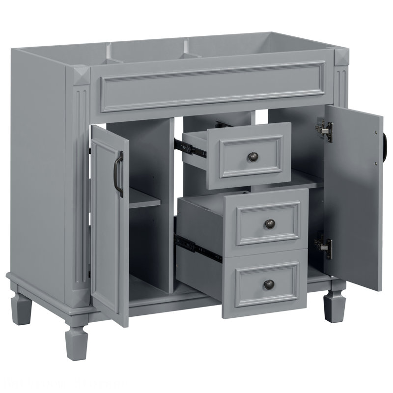 Armoire de rangement de style moderne avec 2 portes à fermeture douce et 2 tiroirs, Gris