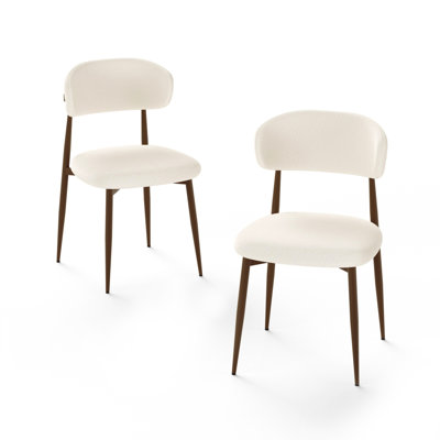 Set of 2 dining chairs, modern kitchen chairs with soft padding, farmhouse restaurant chairs with curved backrests and metal legs, for dining rooms an