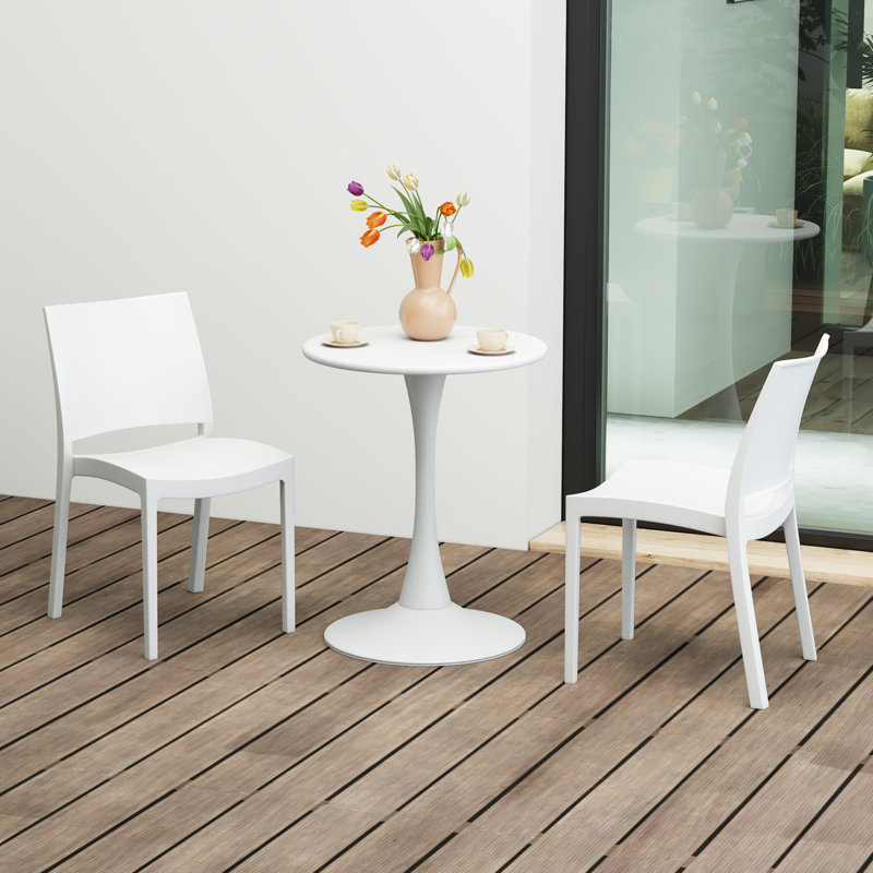 Outdoor Round Dining Set, White
