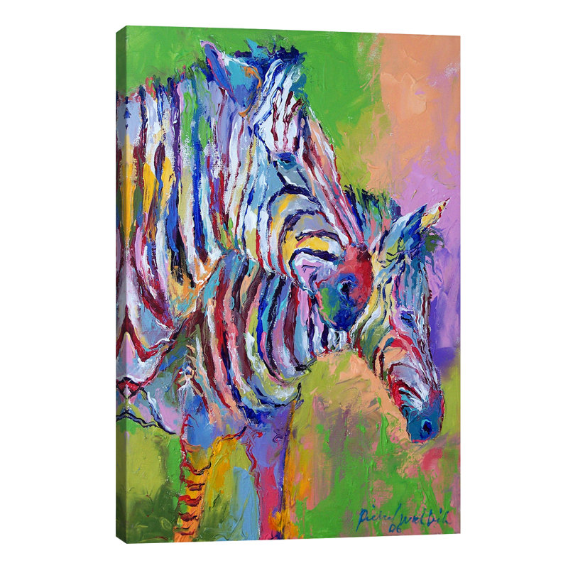 Zebra by Richard Wallich - Painting on Canvas, 20.32 cm H x 30.48 cm W, No Frame