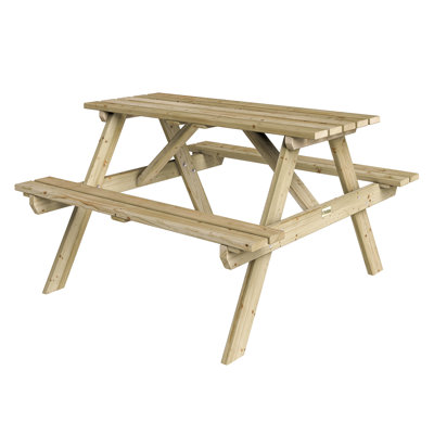 Rectangular Spruce Solid Wood Outdoor Picnic Table 120 cm D