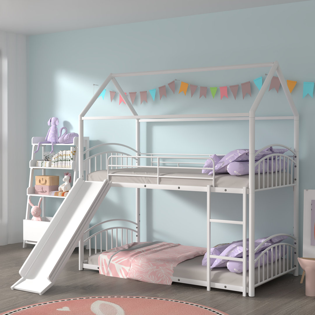 Rarden Kids Twin Over Twin Bunk Bed with Slide Harper Orchard 
