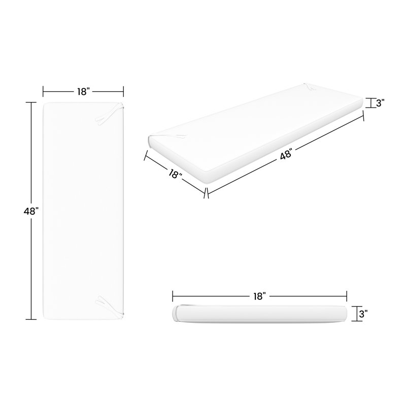 Wayfair Custom Outdoor Bench Cushion With Sunbrella Fabric, 48" x 18", Cast Silver Sunbrella®