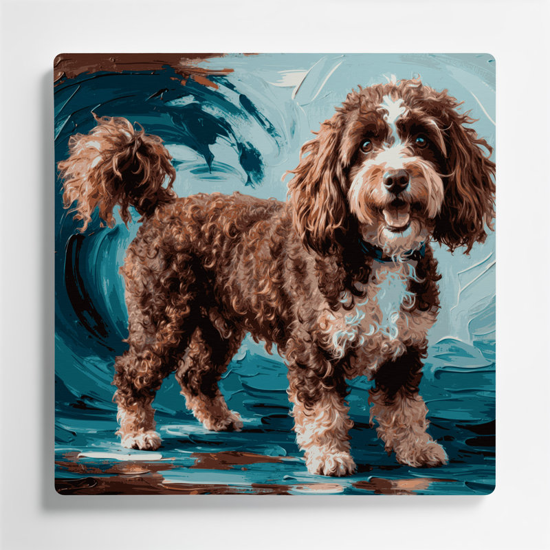 «Dogs Barbet», art mural en métal noir, H 16 po x l 16 po