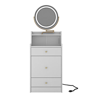 Bureau de coiffeuse 3 en 1 avec miroir et station de charge