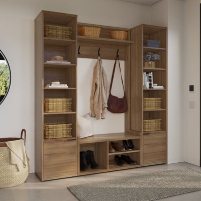 Porto Entryway Hall Tree with 2 Storage Towers