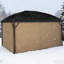 Hgazebo avec rideaux, pavillon avec toit en acier de 164,5 po x l 116,25 po x 110,25 po