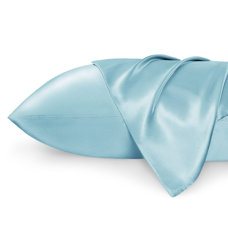 Ensemble de 2 taies d'oreiller en satin, 300 fils au pouce, GentleSoft ™, Taie d'oreiller très grande, Canal Blue