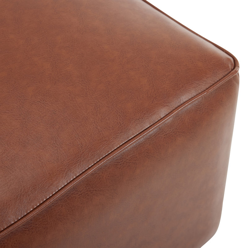 Upholstered Square PU Leather Ottoman,Brown (old sku N757P180768O), Brown