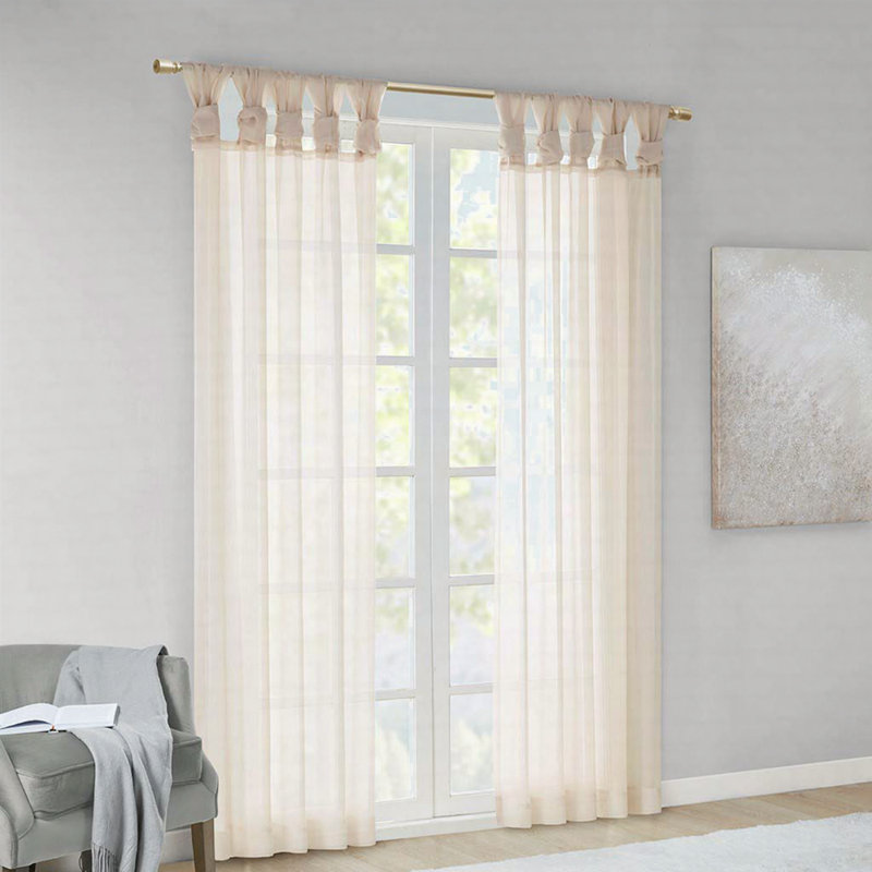Twist Tab Voile Sheer Window Pair, 50" W x 63" L, Light Gray