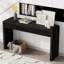 Console rustique en placage de bois massif avec 3 tiroirs cannelés, idéale pour le vestibule, le salon ou le plateau de table de 220 lb, 25 tiroirs, pieds réglables et couloir de style noir-1763778791