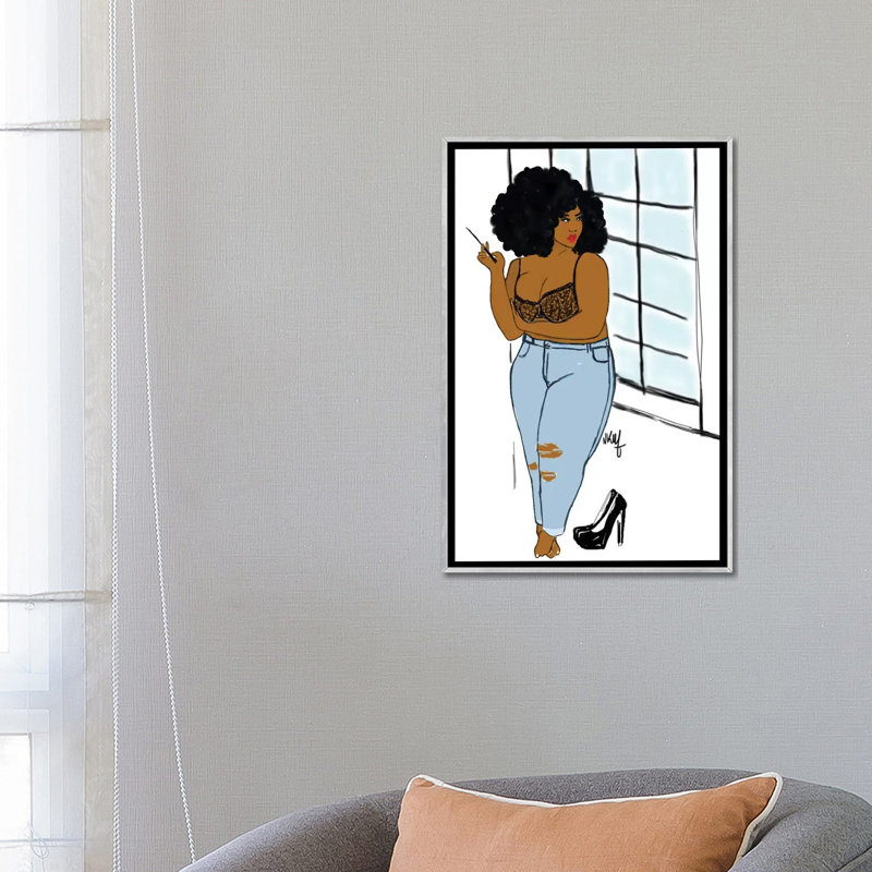 «Big And Beauty» par Nicholle Kobi - reproduction d'art, Toile avec cadre argenté, Pas de tapis, H 26 po x l 18 po x 1,5 po