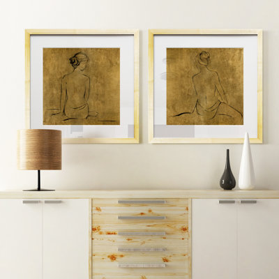 " Golden Bather I " 2 - Pieces Painting Print