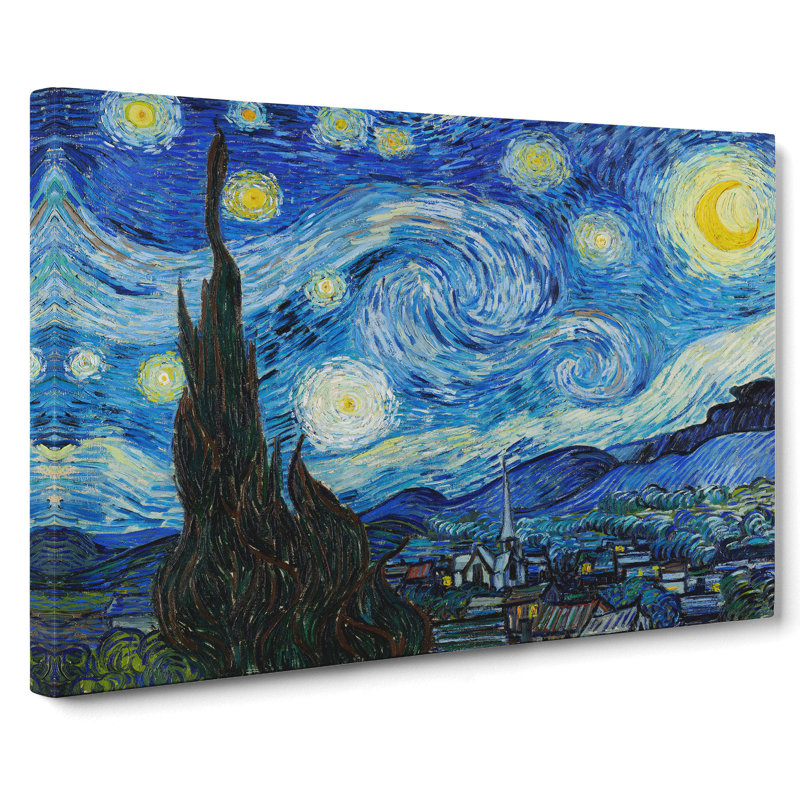 The Starry Night by Vincent Van Gogh - Wrapped Canvas Print, 40cm H x 60cm W x 3cm D, Wrapped Canvas