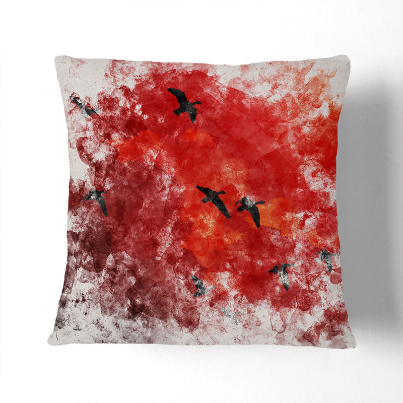Migratory Geese Square Throw Cushion, Stone, 55cm H x 55cm W x 20cm D