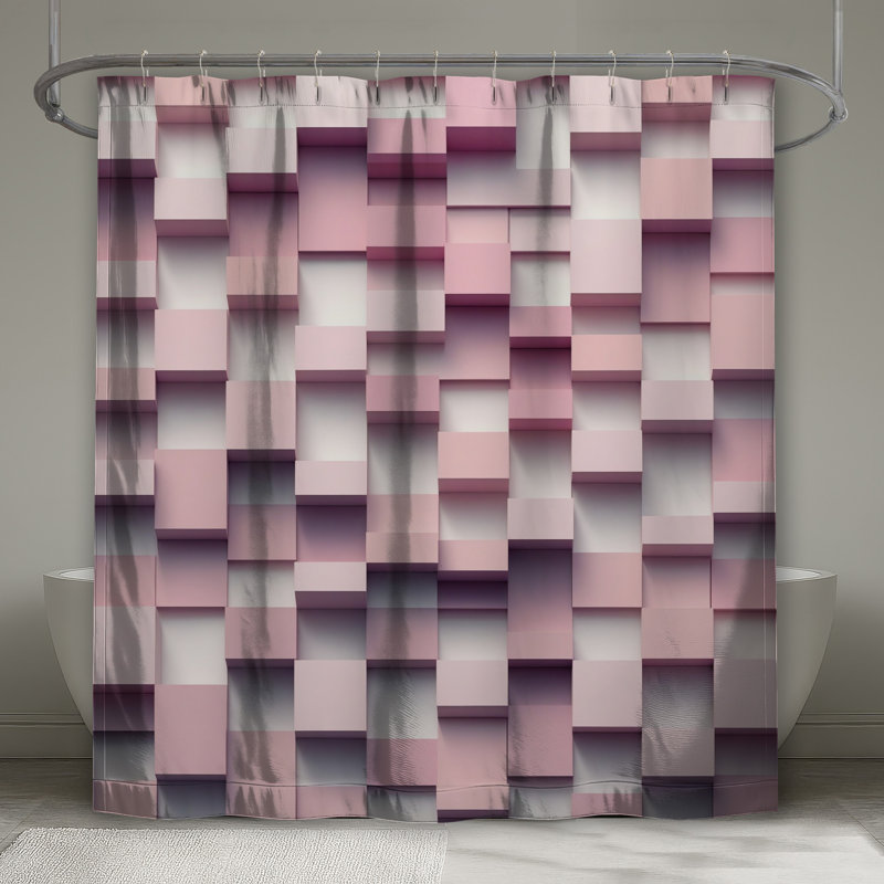 Rideaux de douche à blocs superposés roses, 70in W x 84in H