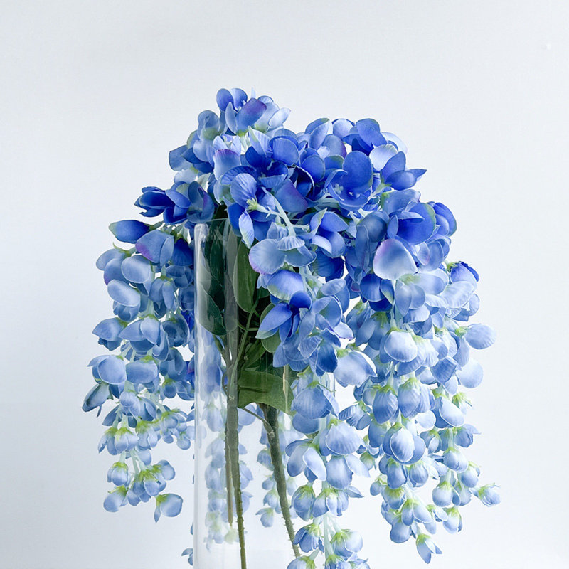 Faux fleurs de glycine artificielles suspendues, Bleu