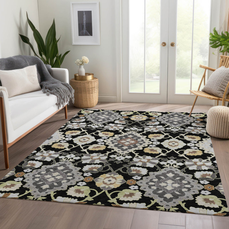 Tapis oriental Corum AMF1002 lavable à la machine de qualité supérieure, Rectangle 5 pi x 7 pi 6 po