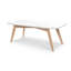 Table basse rectangulaire en marbre blanc de Carrare italien avec pieds en chêne de 43 po x 18 po Rachel