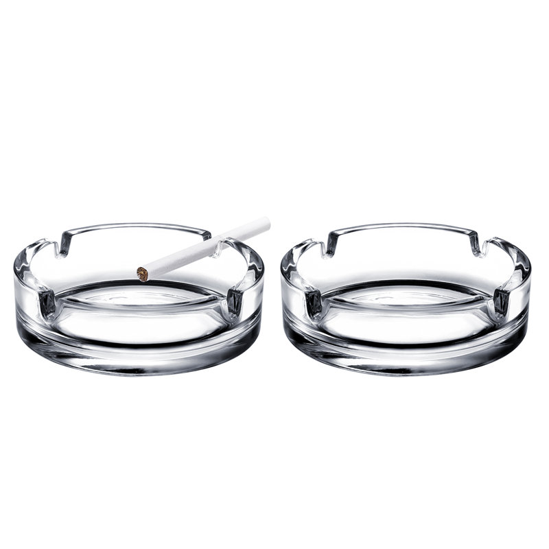 Clear Glass Large Cigar Ashtray with 4 Grooves