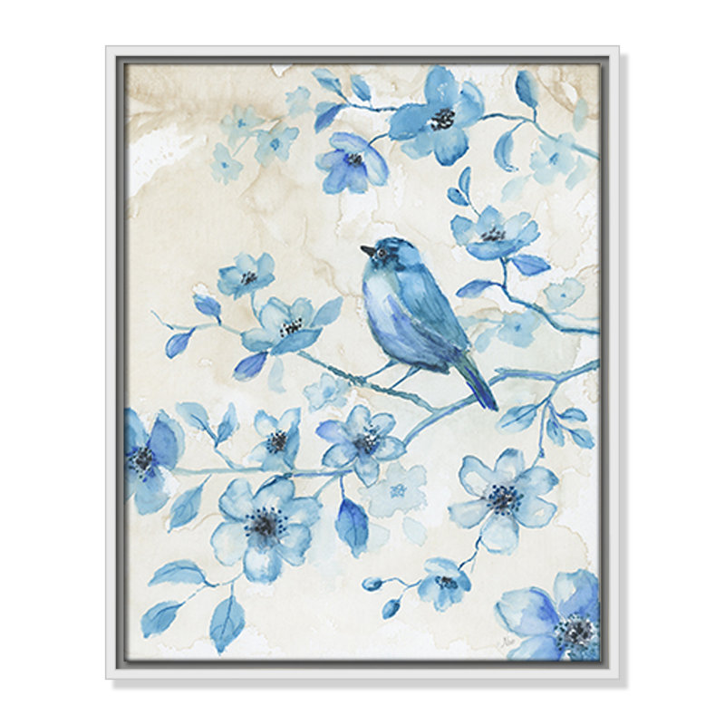 «Bluebird Happiness II» par Nan, H 21,5 po x l 17,5 po x P 2 po, Blanc