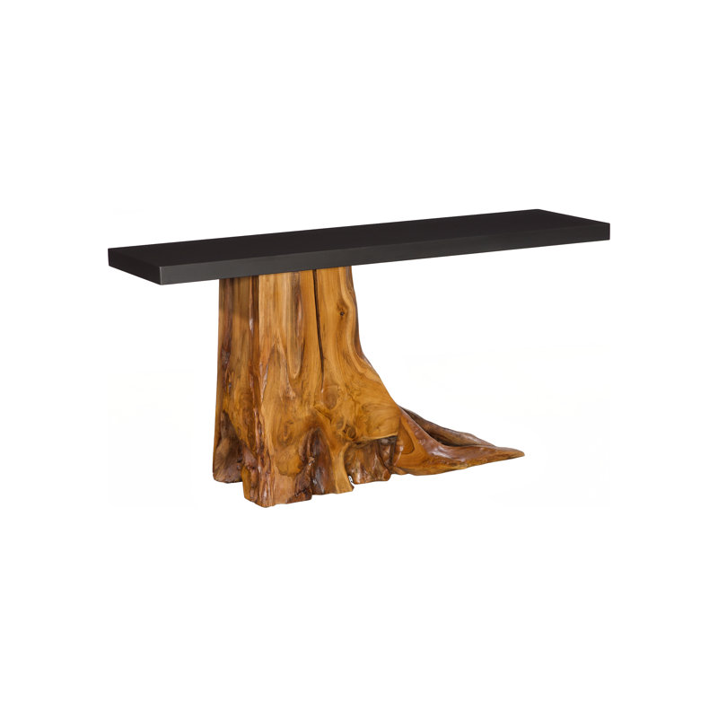 Teak Wood Console Table, Iron Sheet Top