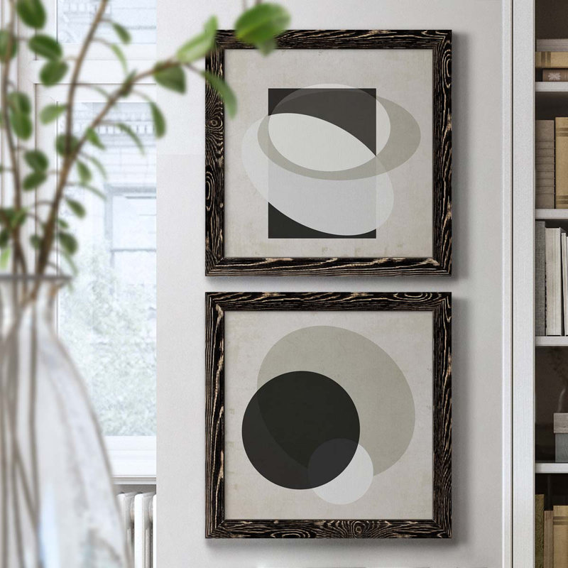 Moderniste Neutre III, ensemble de 2 reproductions d'art sur toile encadrées, H 17 po x l 34 po x P 1,5 po