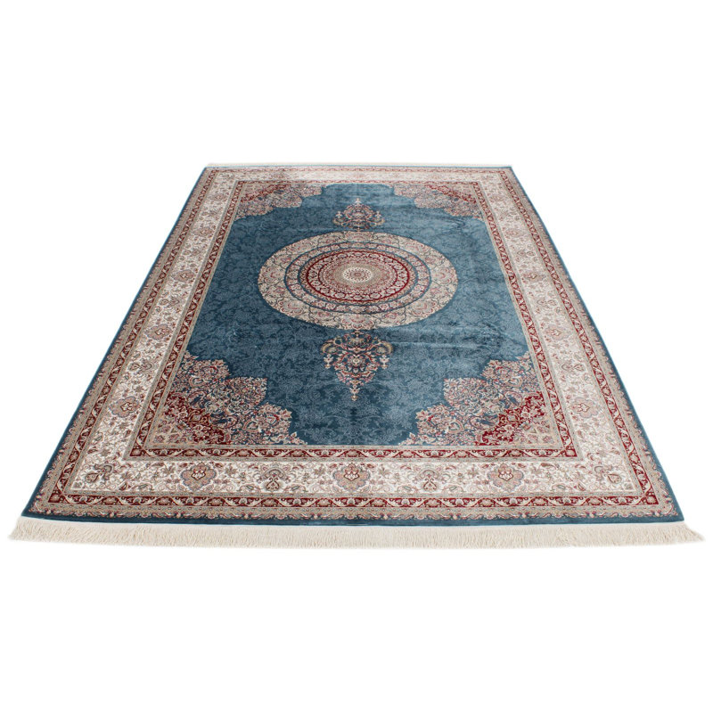 Tapis turc bleu et ivoire 7 x 7 x 7