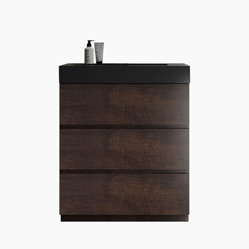 Meuble-lavabo sur pied simple 29,9 po avec plateau Kersley, Noir