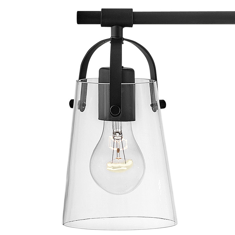 Foster Black and Clear Glass 3-Light Vanity Fixture