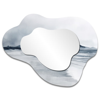 Boho Decorative Wall Mirror – Ocean Shore Line in Mexico II, Metal Print