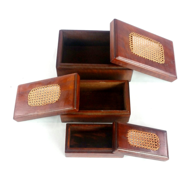 Ensemble de 3 boîtes à bijoux en bois