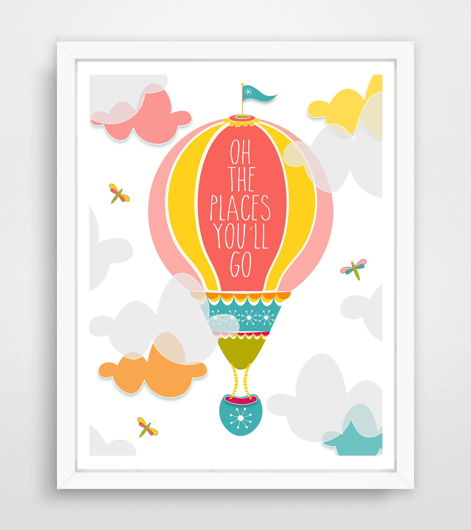 Nursery Prints: Stars And Sky - Travel Nursery - Oh The Places You'll Go -  Hot Air Balloon-up And A on Luulla