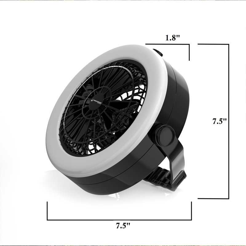 2-In-1 Camping Lantern with Fan - Portable Camping Light with 12 Bright LED Bulbs, USB, and Rechargeable Battery by Wakeman
