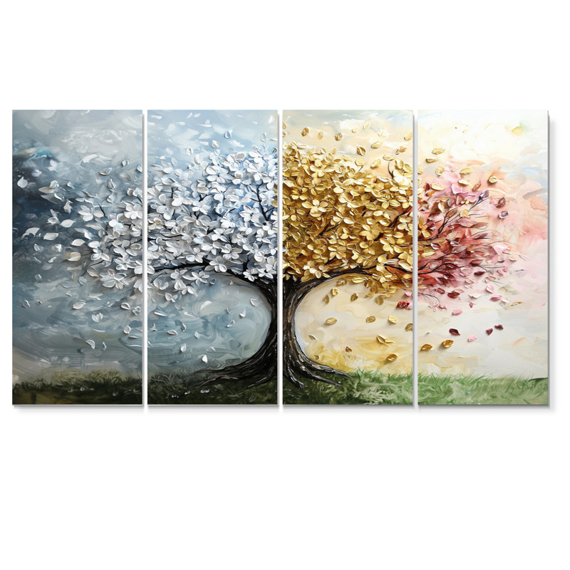 Four Season Tree Of Life II - Tree Of Life Wall Decor Set, 32" H x 64" W