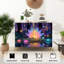 Sideboard Buffet Cabinet with Storage Glowing Lotus Flower Forest Neon Colours Magical Light Effects with 2 Doors for Living Room and Kitchen