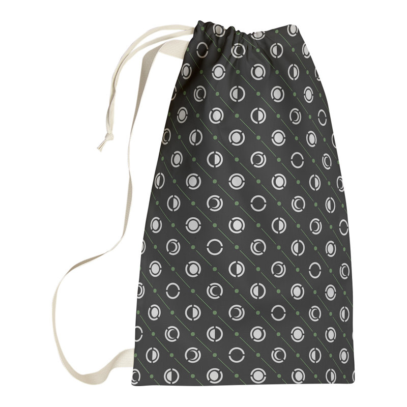 Skeffingt Fabric Laundry Bag with Handles, 29" H x 18" W x 1.5" D, Black/Green