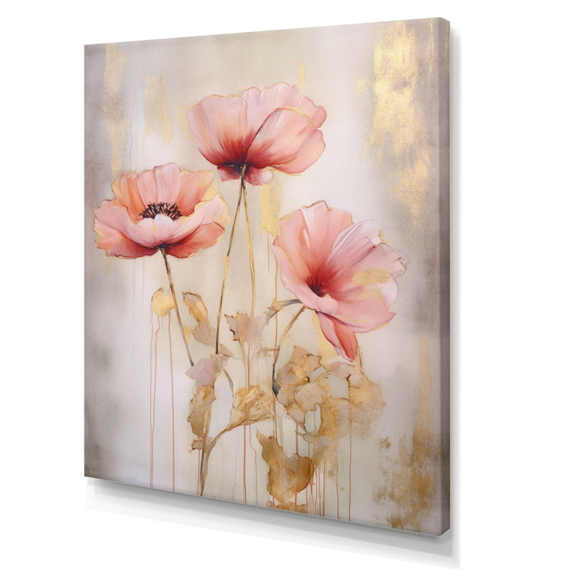 Corail vibrant coquelicots II, H 20 po x l 12 po x P 1 po, Toile tendue
