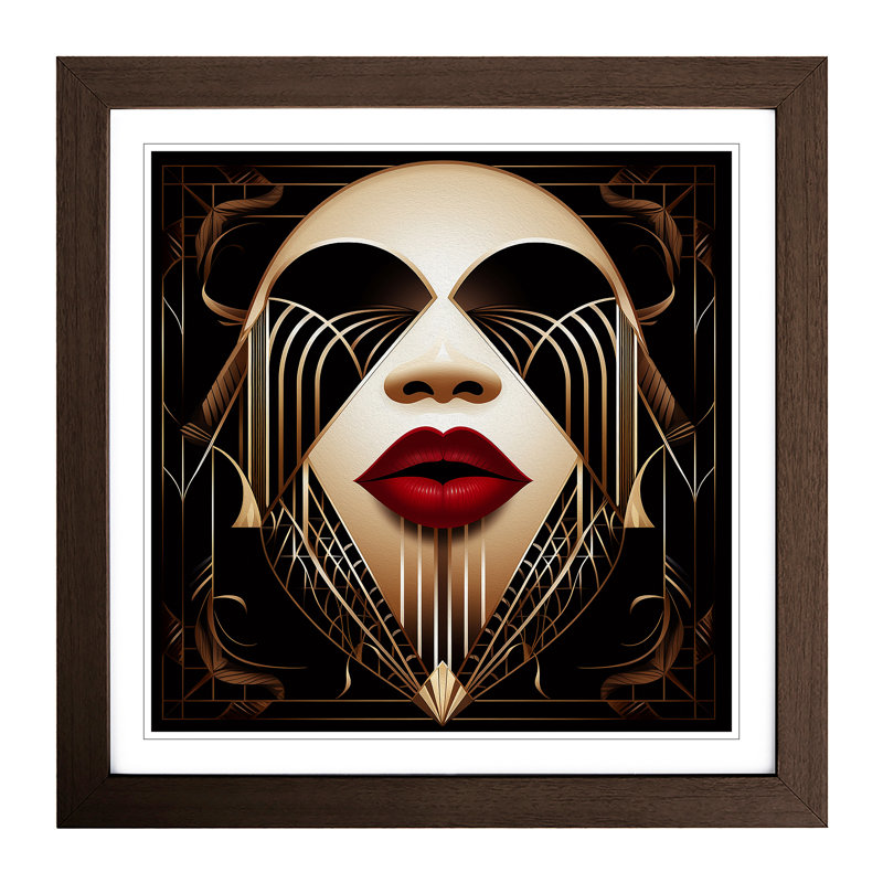 Lips Art Deco - Framed Print, Walnut