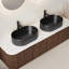 Meuble-lavabo de salle de bain 60 po avec lavabos 60 po, armoire de rangement moderne à bords courbés et rayés avec tiroirs, 2 vasques en céramique noire, pré-assemblé-1192479966